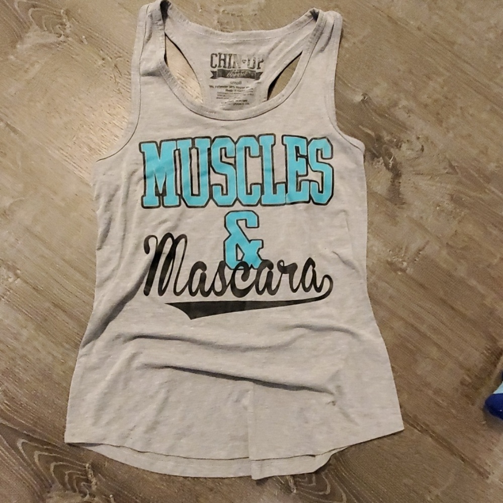 Muscles and mascara racerback tank